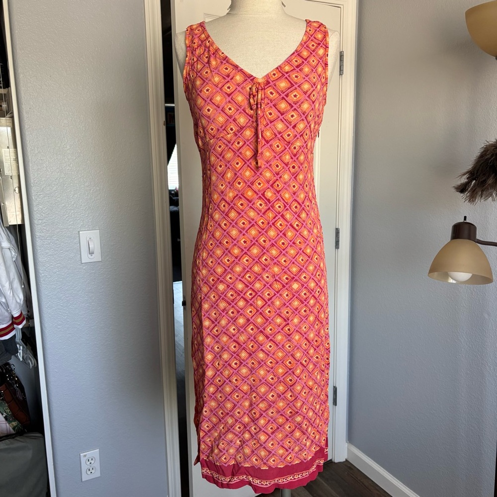 Pink and orange midi dress